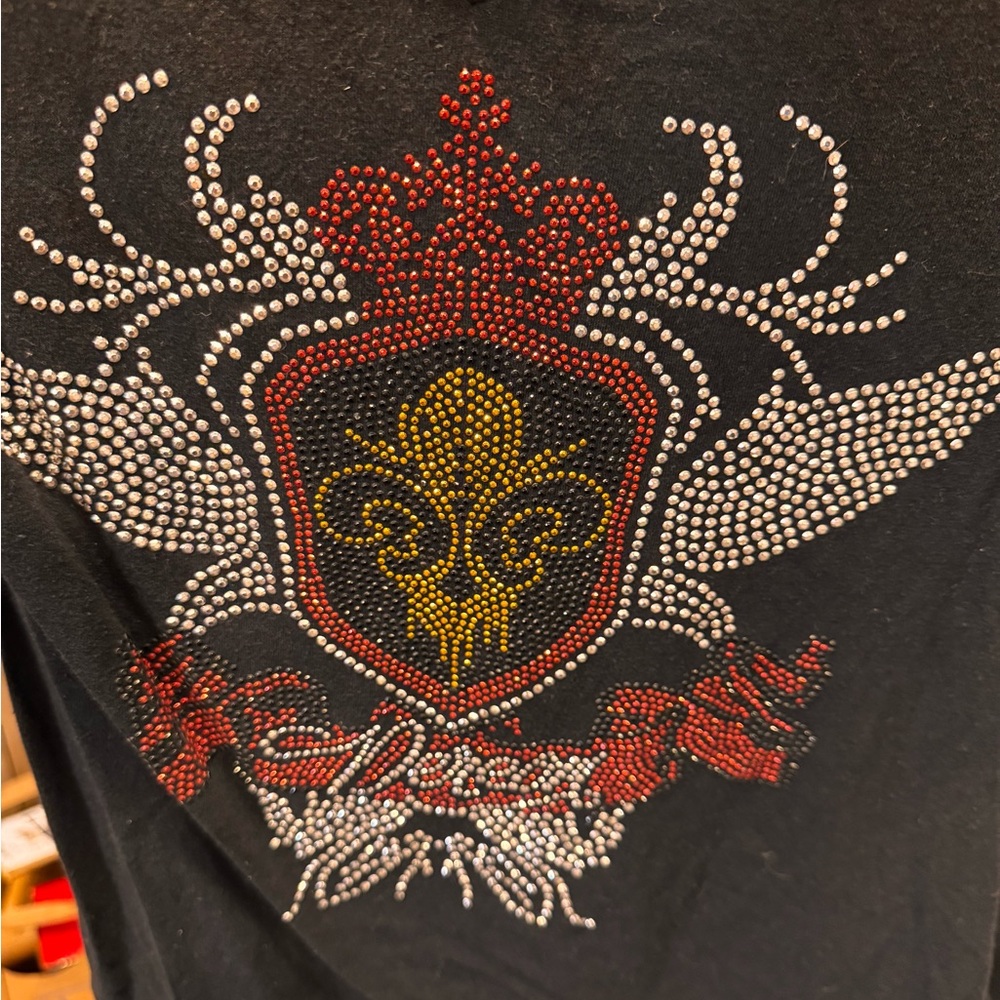 Vintage House of Dereon black embellished short sleeve tee